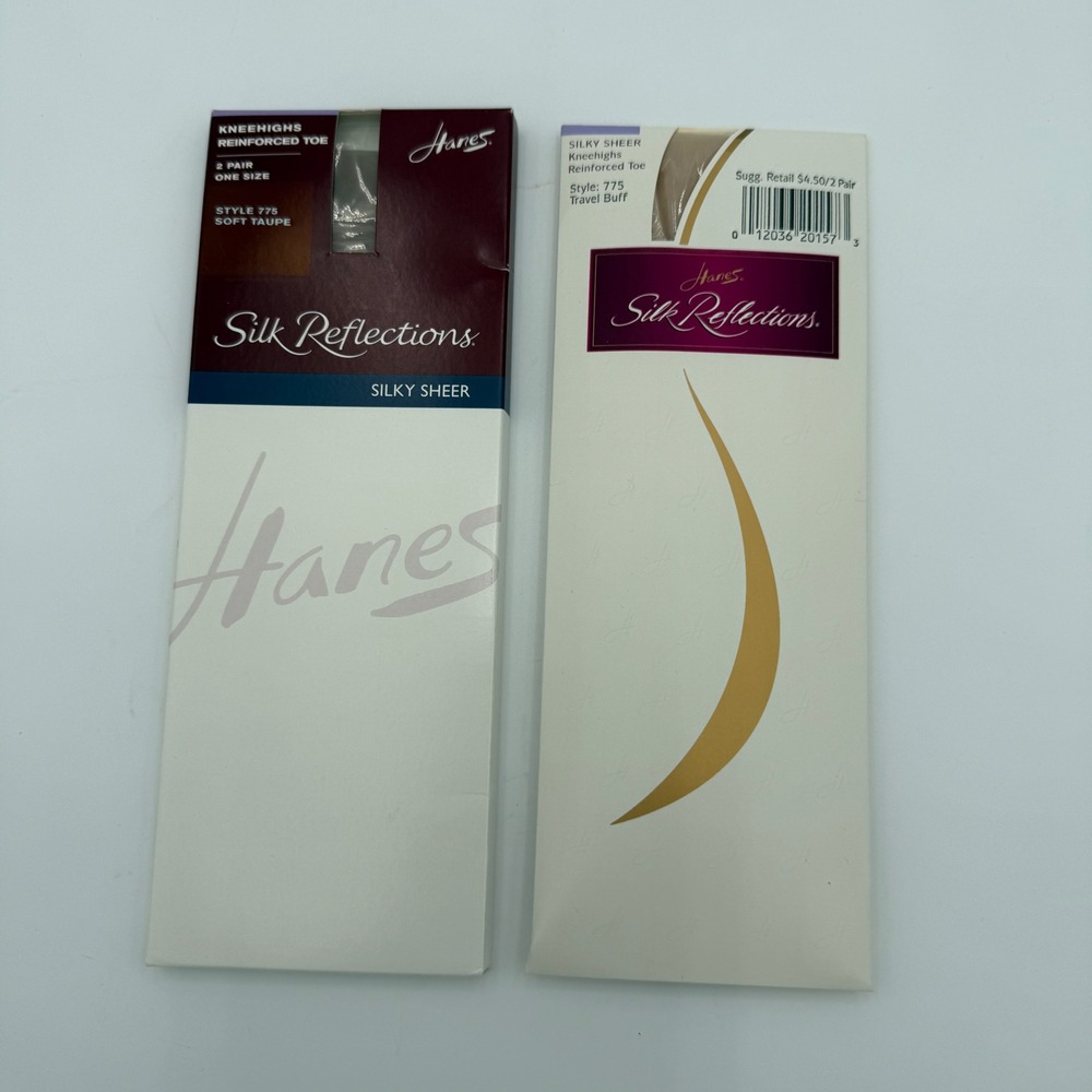 Hanes Silk Reflections Silky Sheer Knee Highs 4 Pairs Soft Taupe Travel Buff 775